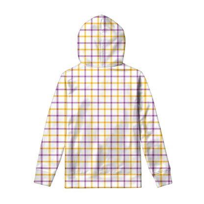 Yellow And Purple Tattersall Print Pullover Hoodie