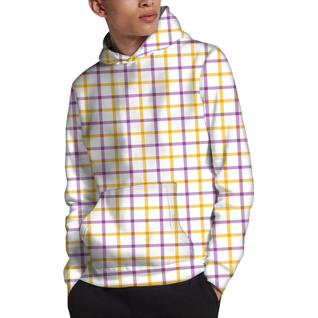 Yellow And Purple Tattersall Print Pullover Hoodie