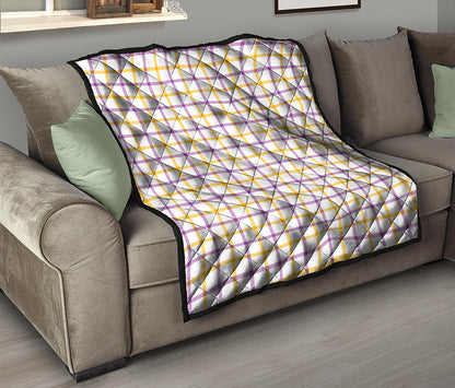Yellow And Purple Tattersall Print Quilt