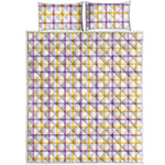 Yellow And Purple Tattersall Print Quilt Bed Set