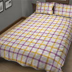 Yellow And Purple Tattersall Print Quilt Bed Set