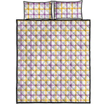 Yellow And Purple Tattersall Print Quilt Bed Set