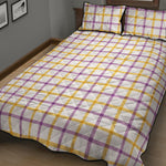 Yellow And Purple Tattersall Print Quilt Bed Set