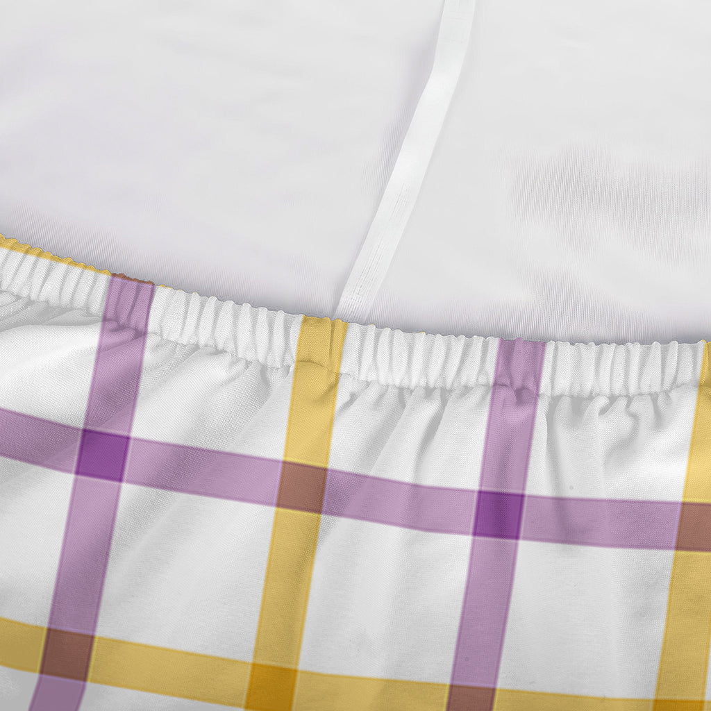 Yellow And Purple Tattersall Print Sofa Cover