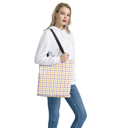 Yellow And Purple Tattersall Print Tote Bag