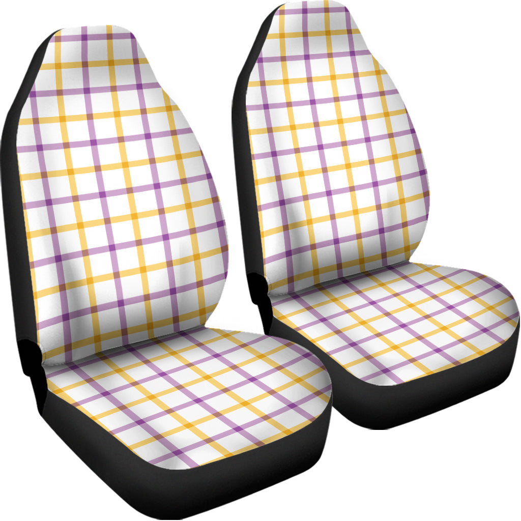 Yellow And Purple Tattersall Print Universal Fit Car Seat Covers