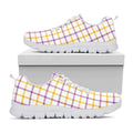 Yellow And Purple Tattersall Print White Running Shoes
