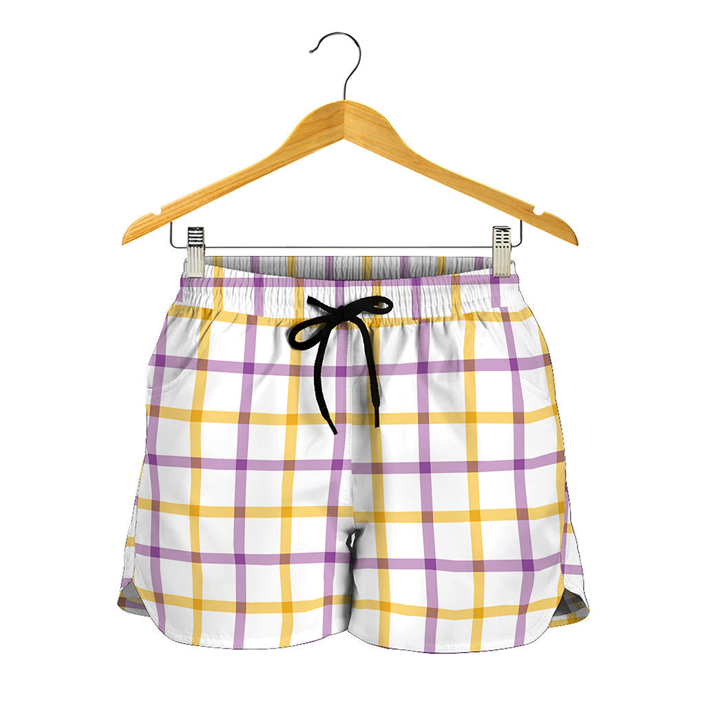 Yellow And Purple Tattersall Print Women's Shorts