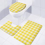Yellow And White Buffalo Check Print 3 Piece Bath Mat Set
