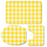 Yellow And White Buffalo Check Print 3 Piece Bath Mat Set