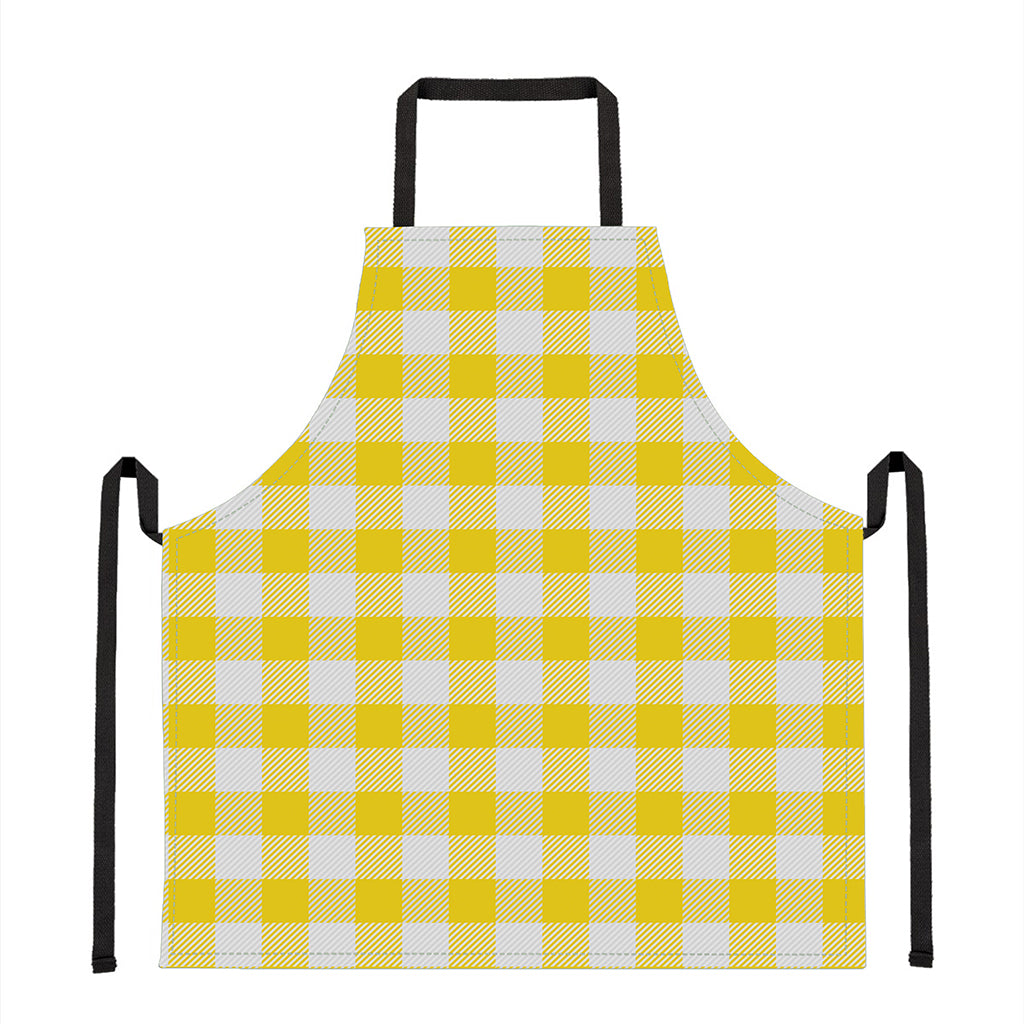 Yellow And White Buffalo Check Print Apron