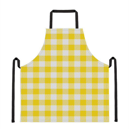 Yellow And White Buffalo Check Print Apron