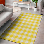 Yellow And White Buffalo Check Print Area Rug