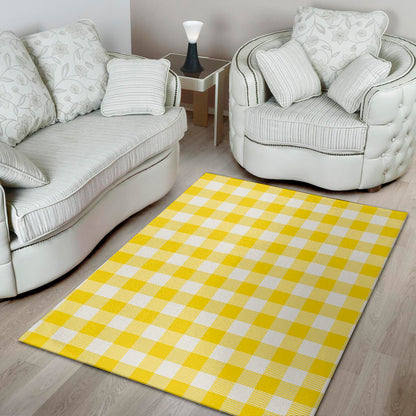 Yellow And White Buffalo Check Print Area Rug
