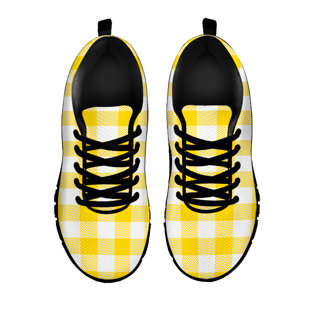 Yellow And White Buffalo Check Print Black Sneakers