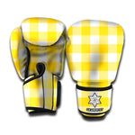 Yellow And White Buffalo Check Print Boxing Gloves