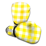 Yellow And White Buffalo Check Print Boxing Gloves