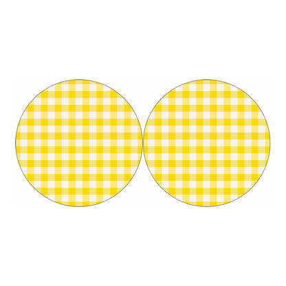 Yellow And White Buffalo Check Print Car Coasters