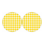 Yellow And White Buffalo Check Print Car Coasters
