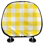 Yellow And White Buffalo Check Print Car Headrest Covers