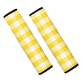 Yellow And White Buffalo Check Print Car Seat Belt Covers