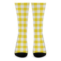 Yellow And White Buffalo Check Print Crew Socks
