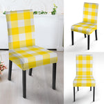 Yellow And White Buffalo Check Print Dining Chair Slipcover
