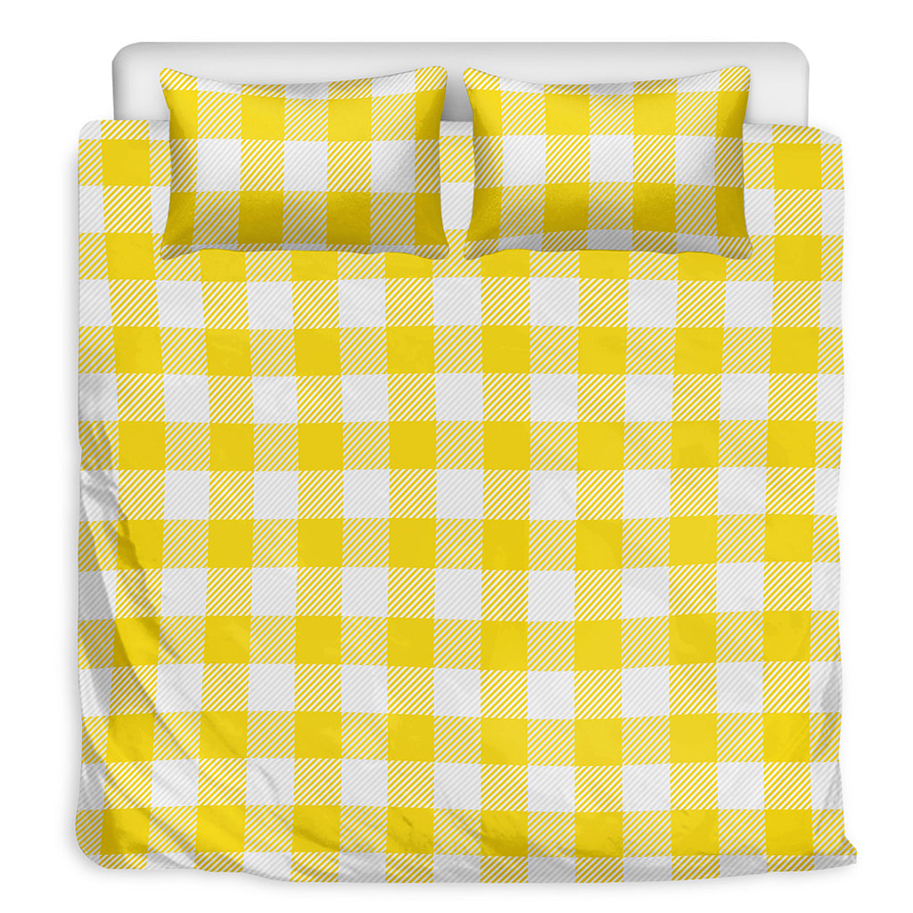 Yellow And White Buffalo Check Print Duvet Cover Bedding Set