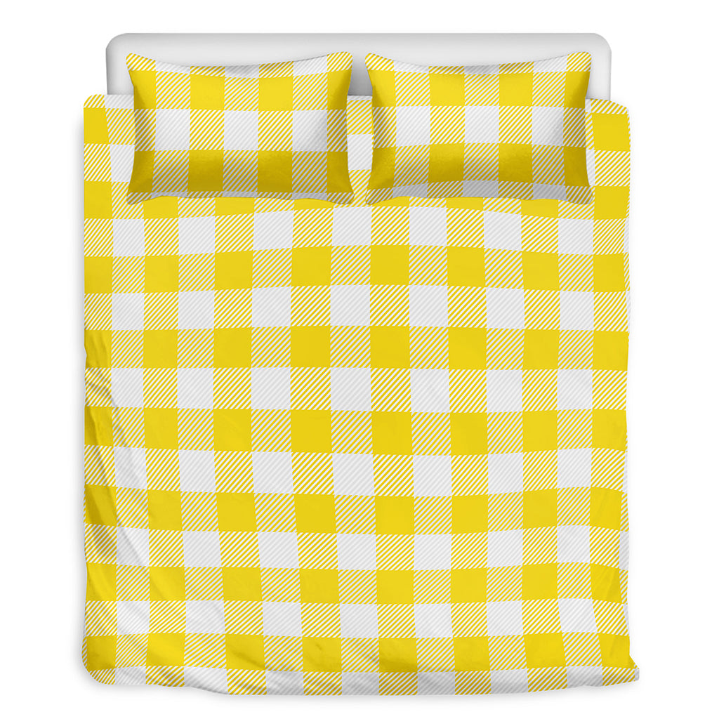 Yellow And White Buffalo Check Print Duvet Cover Bedding Set