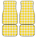 Yellow And White Buffalo Check Print Front and Back Car Floor Mats