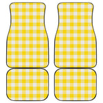 Yellow And White Buffalo Check Print Front and Back Car Floor Mats