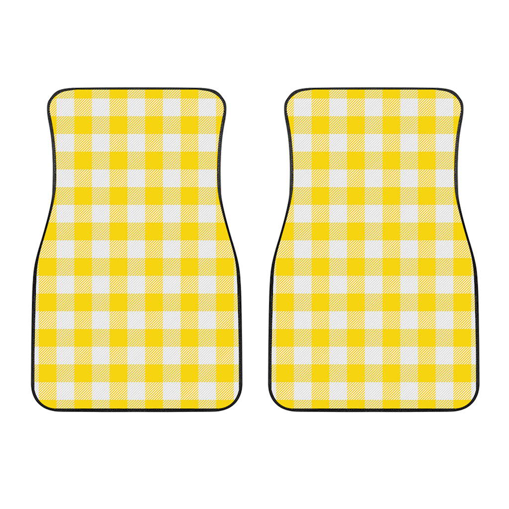 Yellow And White Buffalo Check Print Front Car Floor Mats