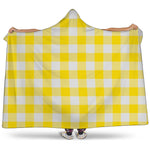 Yellow And White Buffalo Check Print Hooded Blanket