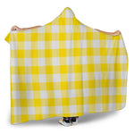 Yellow And White Buffalo Check Print Hooded Blanket