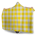 Yellow And White Buffalo Check Print Hooded Blanket