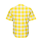 Yellow And White Buffalo Check Print Men's Baseball Jersey