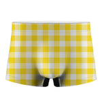 Yellow And White Buffalo Check Print Men's Boxer Briefs