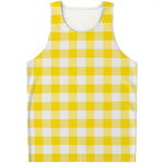 Yellow And White Buffalo Check Print Men's Tank Top