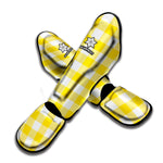 Yellow And White Buffalo Check Print Muay Thai Shin Guard