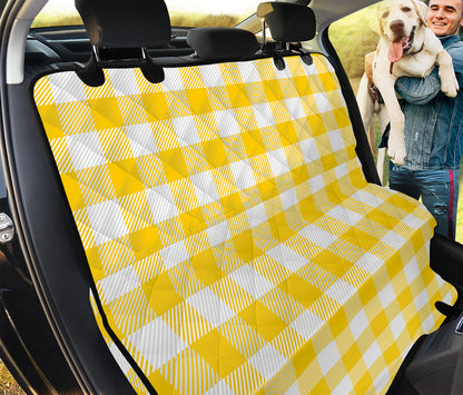 Yellow And White Buffalo Check Print Pet Car Back Seat Cover