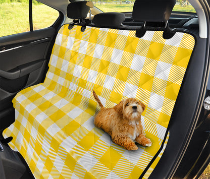 Yellow And White Buffalo Check Print Pet Car Back Seat Cover