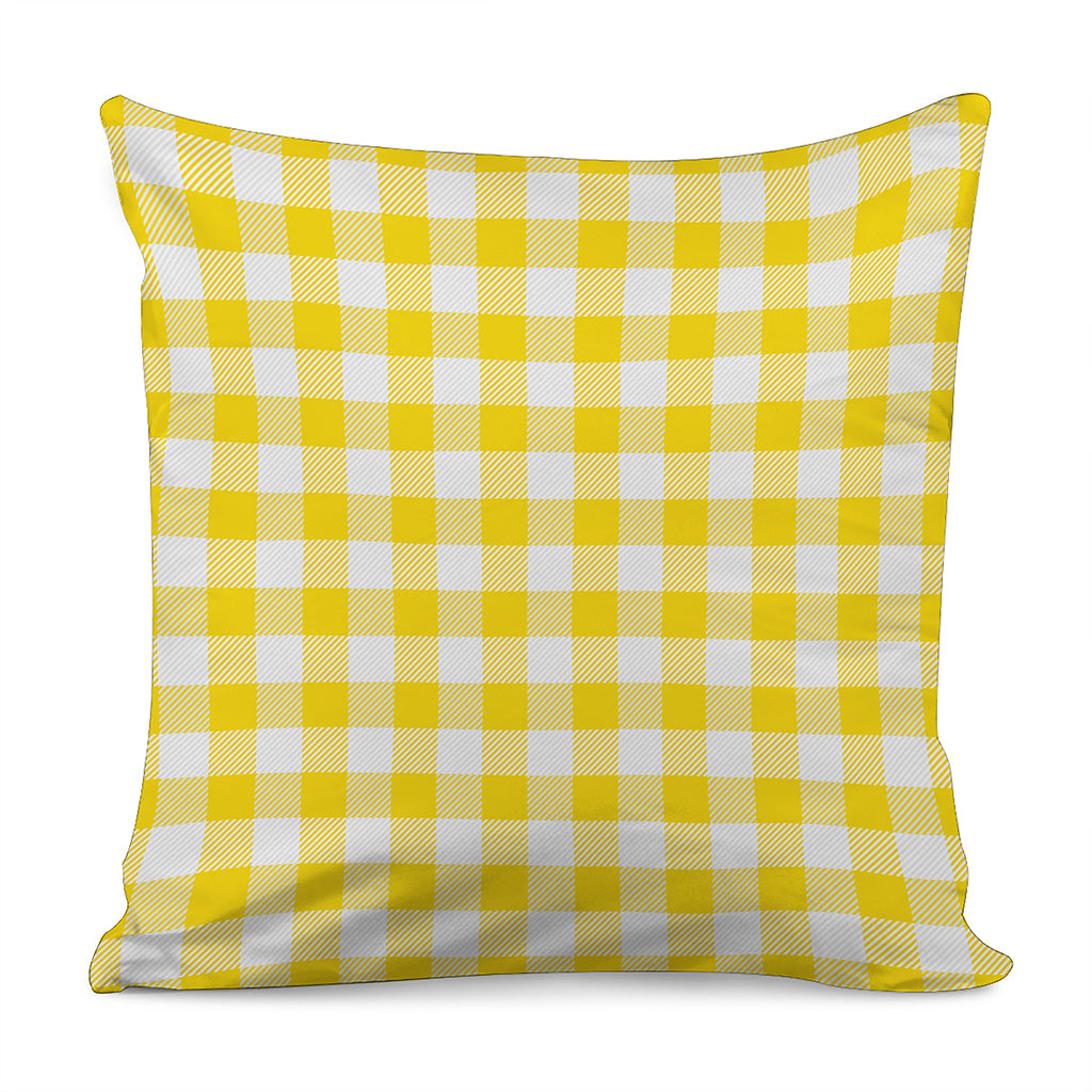 Yellow And White Buffalo Check Print Pillow Cover