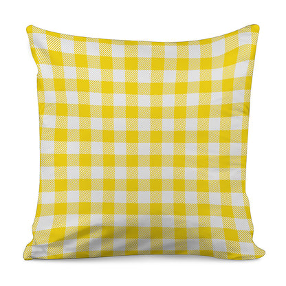 Yellow And White Buffalo Check Print Pillow Cover