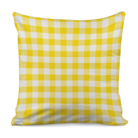 Yellow And White Buffalo Check Print Pillow Cover