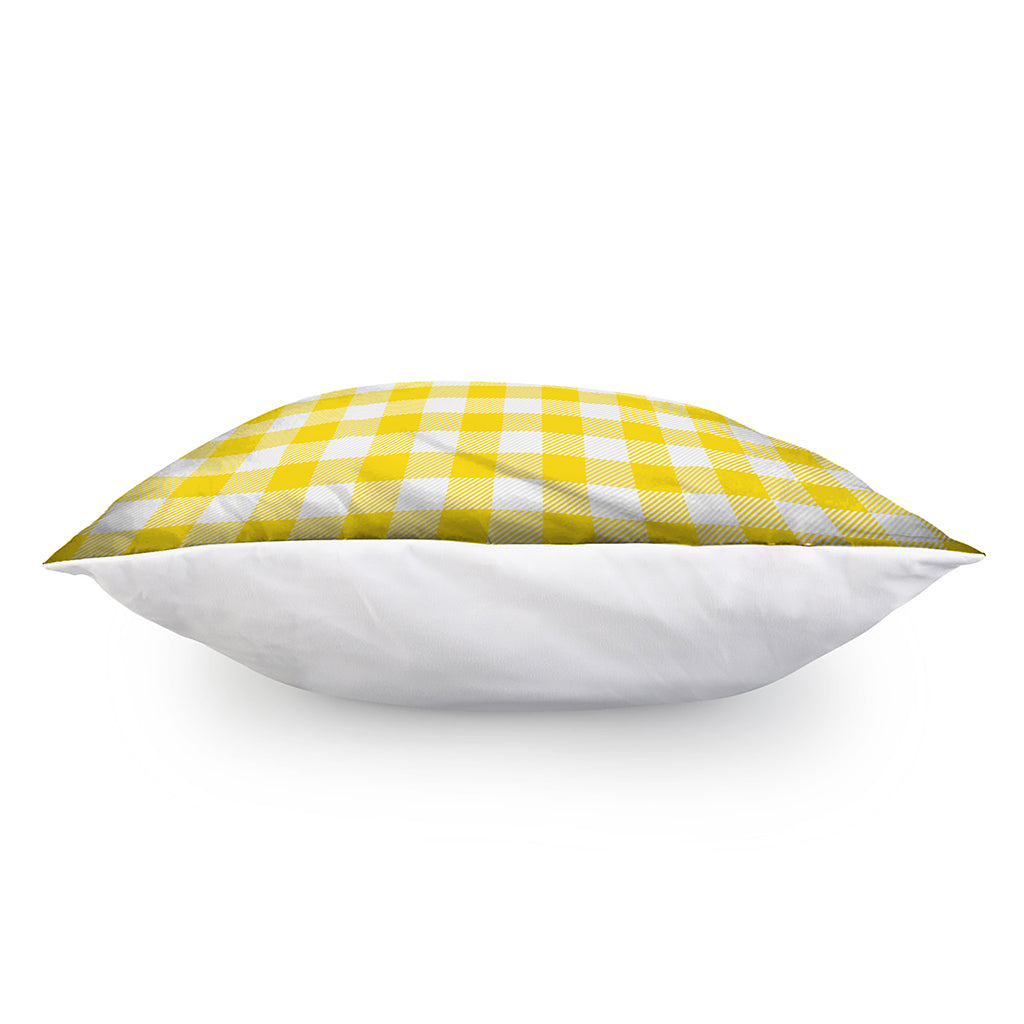 Yellow And White Buffalo Check Print Pillow Cover