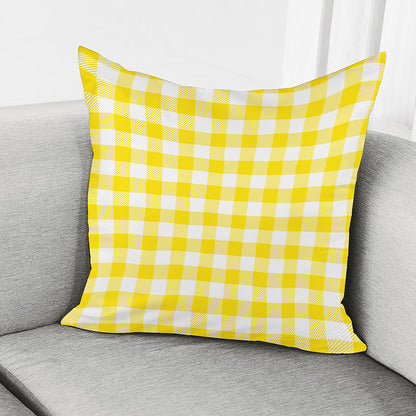 Yellow And White Buffalo Check Print Pillow Cover