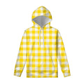 Yellow And White Buffalo Check Print Pullover Hoodie