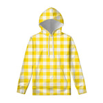 Yellow And White Buffalo Check Print Pullover Hoodie