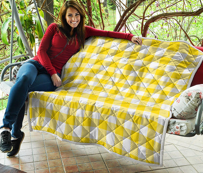 Yellow And White Buffalo Check Print Quilt
