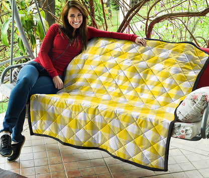 Yellow And White Buffalo Check Print Quilt